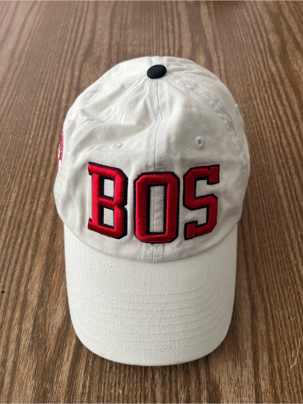 Boston Red Sox’s White Baseball Cap with Red BOS Embroidery